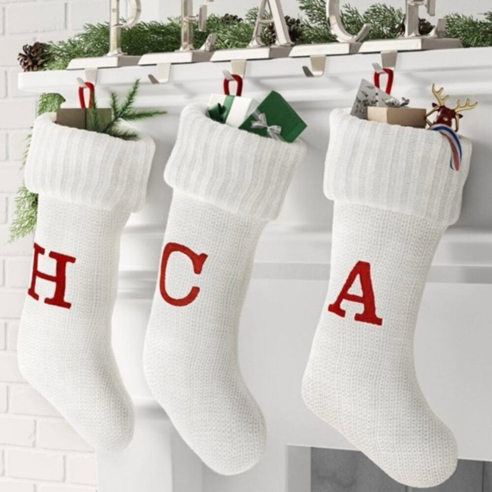 NEW Wondershop Knit Christmas Stocking Monogram A Red White Holiday Festive Cozy